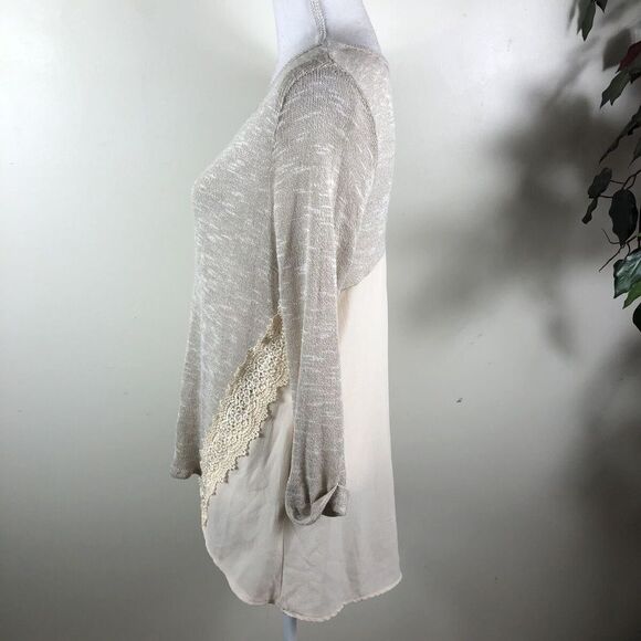 Rue 21 Sweater Lightweight Long Sleeve High/low Cream Women's Medium Semi Sheer - Picture 4 of 7